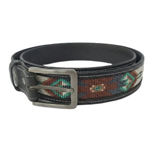 Ceinture artisanale en cuir de vachette brun avec motif floral gravé, boucle ardillon en acier, style western vintage, imprimé par transfert thermique - Product Image 3