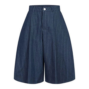 OEM 2026 Custom Wide-Leg Relaxed Fit Low-Rise Waist Detail Wholesale Cotton Summer Shorts Black Pleated Pinstripe Shorts for <b>Men</b> - Product Image 5