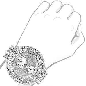 Reloj de Cuarzo con Esfera Plateada, Brazalete de Moissanita, Reloj de Pulsera Redondo con Visualización de Fecha, Joyería Unisex para Fiestas - Product Image 2