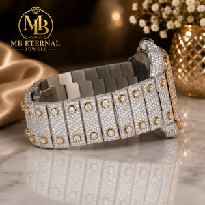 Reloj de Cuarzo Cuadrado de Lujo para Hombre MB ETERNAL JEWELS, Acero Inoxidable, Bisel con Diamantes, Esfera Analógica, Cierre de Hebilla, Correa de 26 mm, Zafiro - Product Image 3