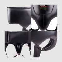 Protège-entrejambe de boxe OMIKA INTERNATIONAL Pro - Unisexe, en cuir résistant aux chocs, mousse haute densité, protection personnalisable avec logo