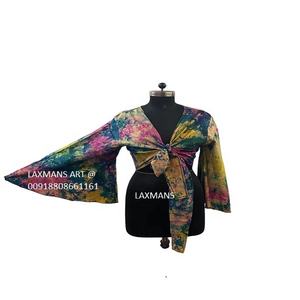 Mini tops pour dames imprimés en rayonne tie dye - Product Image 1