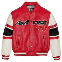 Veste en cuir unisexe Avirex, style bomber classique en cuir PU, doublure intérieure douce, confortable et zippée, vêtement décontracté pour l'automne