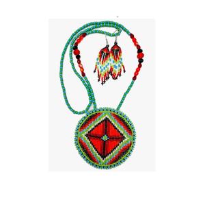 Ensemble de bijoux collier et boucles d'oreilles en perles faites à la main, avec un artisanat élégant pour un style ethnique et fusionnel - Product Image 2