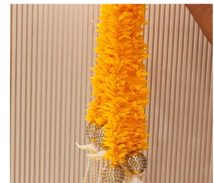 Décoration murale traditionnelle en fleurs avec des pompons roses pour mariage, décoration intérieure de salon - Product Image 3