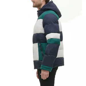 Men's Black <b>Waterproof</b> Hooded Quilted Puffer <b>Jacket</b> Lightweight <b>Winter</b> Streetwear Custom Logo Printing Wholesale - Product Image 3