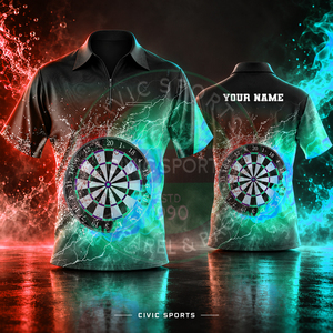 เสื้อโปโลแขนสั้นผู้ชาย CIVIC SPORTS ลายพิมพ์ดิจิทัลรูปทรงลูกดอก แห้งเร็ว ผลิตจากโพลีเอสเตอร์ สไตล์สปอร์ต ทรงปกติ - Product Image 1