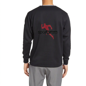 T-shirt Sportcode pour homme, noir, manches courtes, col rond, logo imprimé sur le devant, bordure contrastée, 100% coton, coupe classique, haut sportif - Product Image 2