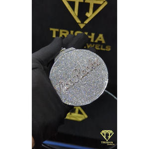 Colgante Redondo Personalizado de Alta Calidad con Diamantes Cultivados en Laboratorio VVS en Plata de Ley 925 por Trisha Jewels - Product Image 5