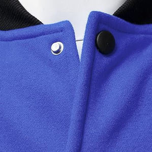 Blouson universitaire en cuir pleine fleur pour homme avec manches en laine, boutons-pression, style baseball, luxe, hiver, manteau tendance - Product Image 5