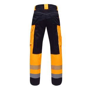 Men's Hi Visibility Orange <b>Work</b> <b>Pants</b> With Reflective Stripes Safety <b>Cargo</b> Trousers - Product Image 2