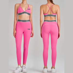 OEM Women Gym Fitness Striped Breathable 2 Piece Sets High Waist Butt Lifting Bottoms Sports Active Yoga - Product Image 1