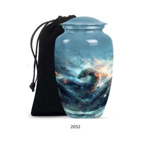 Urne funéraire en métal de haute qualité, grande, blanche, pour cendres humaines, design animalier, thème nature, pour adulte. - Product Image 2