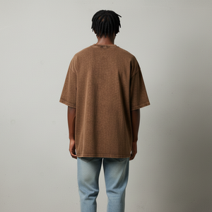 Solid <b>Spray</b> Effect Drop Shoulder O-Neck Short Sleeve Breathable New Fashionable Oversized Hip Hop Men's T-Shirts - Product Image 6