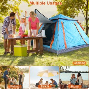 Tenda da Campeggio Pop-Up Portatile per 4-5 Persone, Montaggio Istantaneo, 2 Finestre con Zanzariere per Escursionismo e Attività all'Aperto - Product Image 5