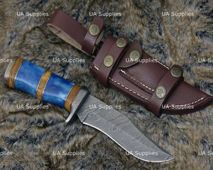 UA Supplies Industrial Grade Damascus Steel Fixed Blade Outdoor Hunting <b>Knife</b> Dyed <b>Bone</b> Olive Wood <b>Handle</b> 12" Overall Length - Product Image 2