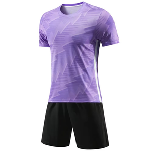 Conjunto de Camiseta de Fútbol Sublimada con Diseño Geométrico Morado para Hombre, Manga Corta, Absorbe la Humedad, Ropa Deportiva, Uniforme de Entrenamiento de Verano - Product Image 1