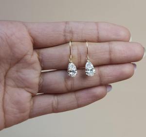 Pendientes de Diamantes en Forma de Pera de 2 Quilates, Oro de 14K, Diamantes Cultivados en Laboratorio, VS, Elegantes, Joyería Fina, Regalo para Mujer, para Fiestas - Product Image 3