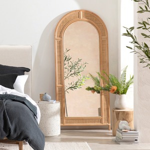 Full length standing <b>mirror</b> rattan frame floor leaning <b>mirrors</b> best price statement home decor - Product Image 3