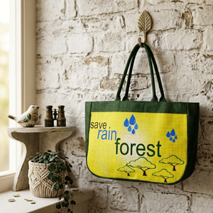 กระเป๋าหิ้วชายหาดผ้ากระสอบพิมพ์ลายสองสีแบบกำหนดเอง เป็นมิตรกับสิ่งแวดล้อม ปิดด้วยฝาปิดแบบพับ หูหิ้วเชือก ใช้งานได้ยาวนาน เหมาะสำหรับฤดูร้อน - Product Image 6