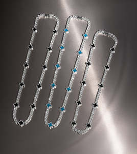 Blue Clover Moissanite Tennis Necklace VVS1 D Color 925 Sterling <b>Silver</b> Luxury Diamond <b>Chain</b> - Product Image 2