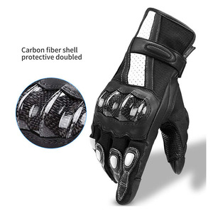 Custom Logo Printed PU Leather <b>Touch</b> Screen Full Finger Motorbike <b>Gloves</b> Breathable Quick Dry for Outdoor Sports Black & White - Product Image 3