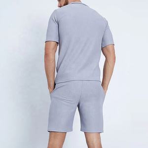 Ensembles deux pièces décontractés d'été pour hommes : polos et shorts côtelés personnalisables avec logo - Product Image 6