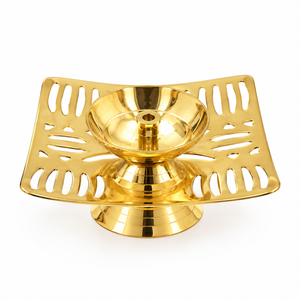 Lámpara de aceite Diya de latón con flor de loto, hecha a mano, con pétalos florales, portavelas Deepam para decoración de Pooja y Diwali - Product Image 1