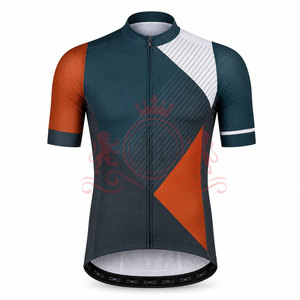 Ensemble maillot et short de cyclisme pour homme, bleu sarcelle, orange, blanc, motif géométrique, manches courtes, fermeture éclair sur le devant, pour adultes - Product Image 5