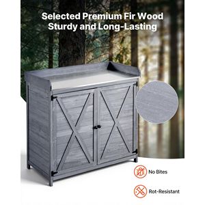 Tavolo da Giardinaggio per Esterni 39 X 19 con Piano in Legno e Armadietto in Legno per Postazione di Lavoro da Giardino - Product Image 3