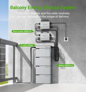 Intelligentes Balkons ystem PV Hub 1600W mit 2kWh Speicher batterie Balkon kraftwerk Lionshee Pvhub