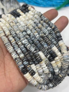 Perles de pierres précieuses de haute qualité pour la fabrication de bijoux, 17 pouces, opale dendrite naturelle, forme Heishi lisse, taille 6-7 mm - Product Image 5