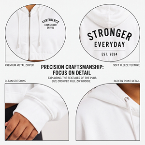 Plus Size Zipper Hoodie Women Long Sleeve <b>Crop</b> Hooded Sweatshirt French Terry Winter Wear <b>Crop</b> Hooded <b>Jacket</b> <b>Ladies</b> Zip-up Hood - Product Image 6