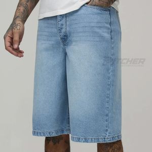 Pantalones Cortos de Mezclilla para Hombre con Logotipo Personalizado, Estilo Vintage Y2K, Moda Urbana, Verano, Casual, Corte Recto, Lavado Oscuro - Product Image 1
