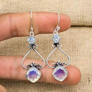 Milky <b>Opal</b> Gemstone Jewelry 925 Sterling Silver Earrings Handmade <b>Opal</b> Adjustable <b>Ring</b> Elegant Gift For Her Woman Jewelry - Product Image 1