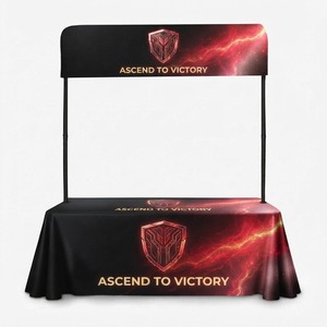 Housse de table à dos ouvert en polyester imprimée par sublimation, personnalisable pour salons professionnels, expositions et événements - Product Image 1
