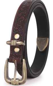 Ceinture en cuir de style western Rub International Premium pour homme - Design floral en relief, boucle argentée gravée, style vintage, personnalisable - Product Image 3