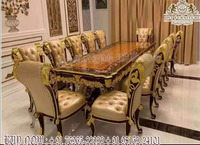 Ensemble de table à manger en teck traditionnel moderne de première classe, 8 places, fait main, durable, taille personnalisée, finition noire, luxe
