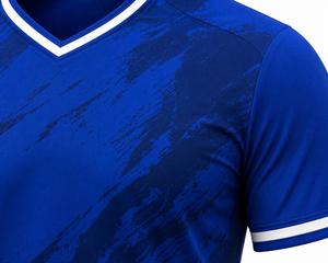 Ensemble de football unisexe avec logo personnalisé, couleur unie, col en V, manches courtes, tissu respirant anti-transpiration en polyester, coupe athlétique, toutes saisons - Product Image 4