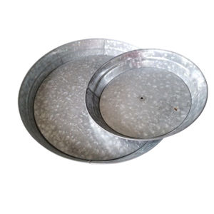 Plat à tarte cannelé en métal galvanisé style ferme, plateau <span class=keywords><strong>de</strong></span> service rond en acier décoratif, aspect vintage, ustensile <span class=keywords><strong>de</strong></span> cuisine, décoration intérieure à <span class=keywords><strong>vendre</strong></span> - Product Image 3