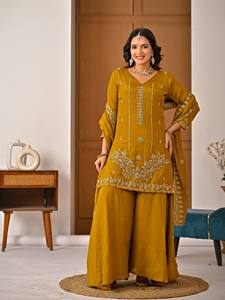 Ensemble Salwar Kameez Vichitra lourd pour femme, réversible, infroissable, séchage rapide, tenue de fête et de mariage, Inde Pakistan - Product Image 4