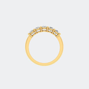 แหวนวงแหวนห้าเม็ดทรงกลมเจียระไนแบบ Prong Set น้ำหนักรวม 1.00 กะรัต - Product Image 4