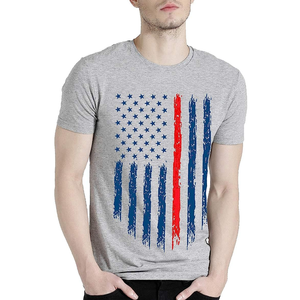 Men's Casual Short Sleeve Knitted 100% Cotton T-Shirts Custom <b>Flag</b> Printing Regular Fit Round Neck Men's T-Shirts For Summer Use - Product Image 4