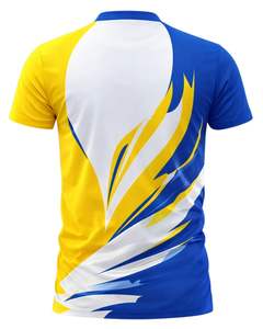 Camiseta Deportiva Personalizada para Hombre en Azul, Amarillo y Blanco, de Secado Rápido, Poliéster, Impresión Personalizada, Manga Corta, para Correr, Gimnasio y Entrenamiento - Product Image 2