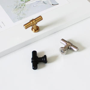 Tiradores Modernos Industriales en Forma de T para Gabinetes, Cuerpo de Hierro, Base de Aleación de Zinc, Tiradores para Cajones de Cómoda, Negro Dorado, Duraderos y Ecológicos - Product Image 3