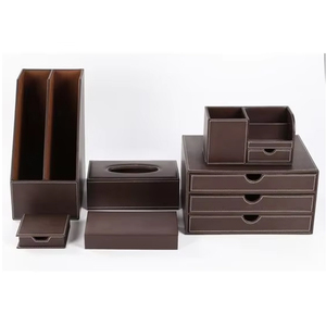 Global Distributor Selling High Quality Custom Size Design PU Leather Three-Layer Eco-friendly Handmade Storage Box <b>Desk</b> Set for - Product Image 1