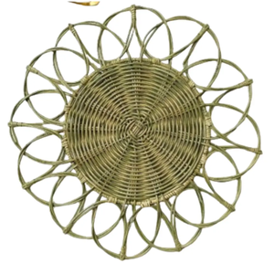 Brown Retro Rattan Eco-Friendly Irregular Shape Customizable Charger <b>Plate</b> Wicker Tableware for Dining Table Decor - Product Image 1