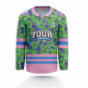 Maillot de hockey sur glace personnalisé 100 % polyester, col lacé, motif, anti-humidité, uniforme sportif pour jeunes et adultes - Product Image 1