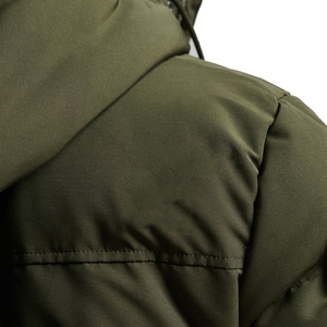 Chaqueta Acolchada con Capucha para Hombre, Color Verde Oliva, Cierre de Cremallera, Resistente al Viento, Informal de Invierno, Relleno Grueso de Poliéster, Corte Regular - Product Image 6