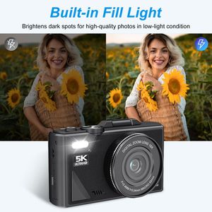 1Pc 5K 75MP <b>Digital</b> <b>Video</b> <b>Camera</b> with Anti-Shake WiFi Vlogging Features; 9 Shooting Modes 18X Zoom Fill Light Webc - Product Image 4